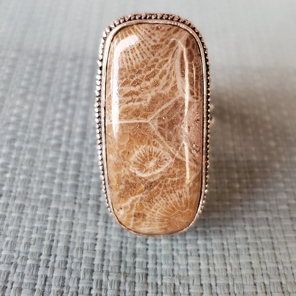 New Fossil Coral 925 Silver Ring. - Picture 4 of 12
